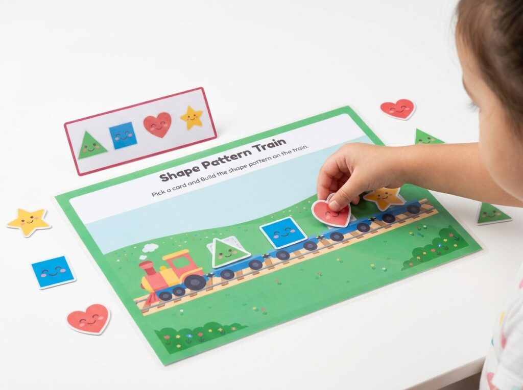 shape train activity | printable pattern & shape sorting [pdf]