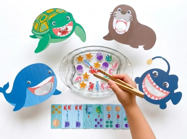 Children math activity sea