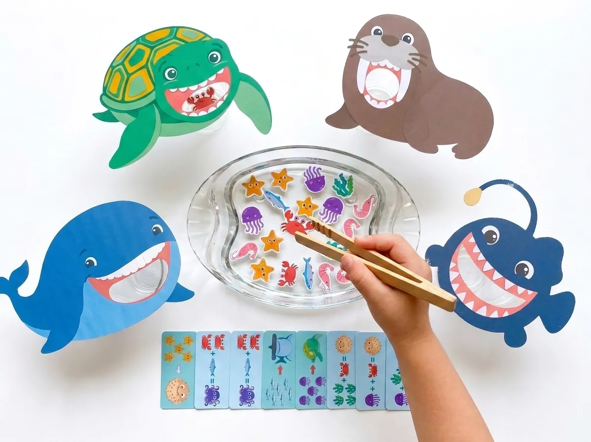 Children math activity sea