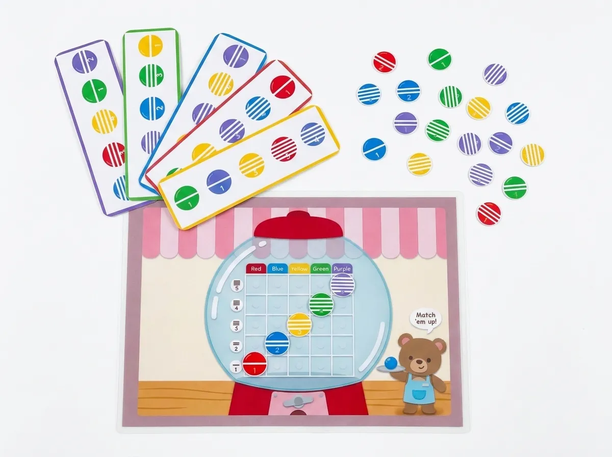 gumball math grid activity | color & number sorting game for preschoolers
