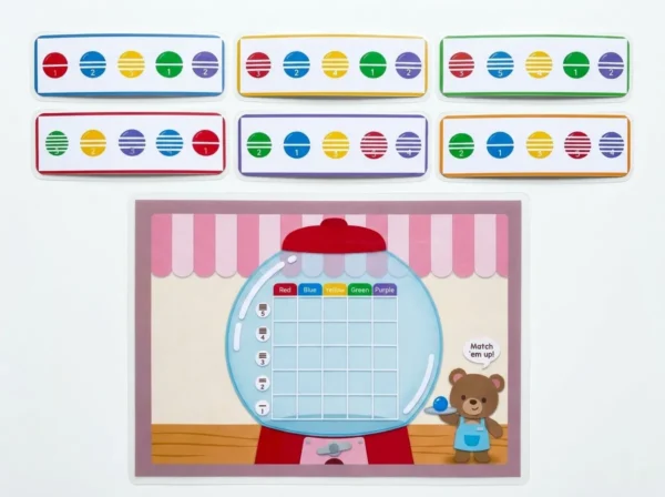 gumball math grid activity | color & number sorting game for preschoolers