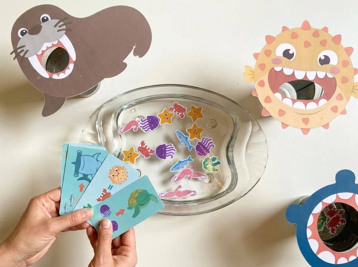 Hands holding activity cards