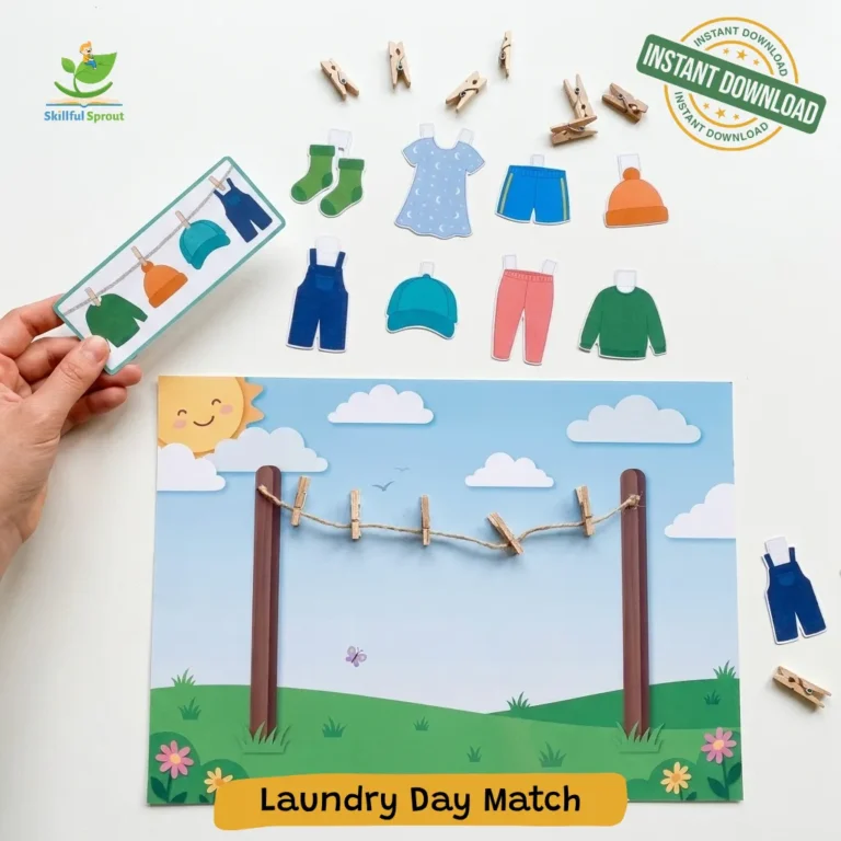 laundry day activity | printable clothesline pattern game [pdf]