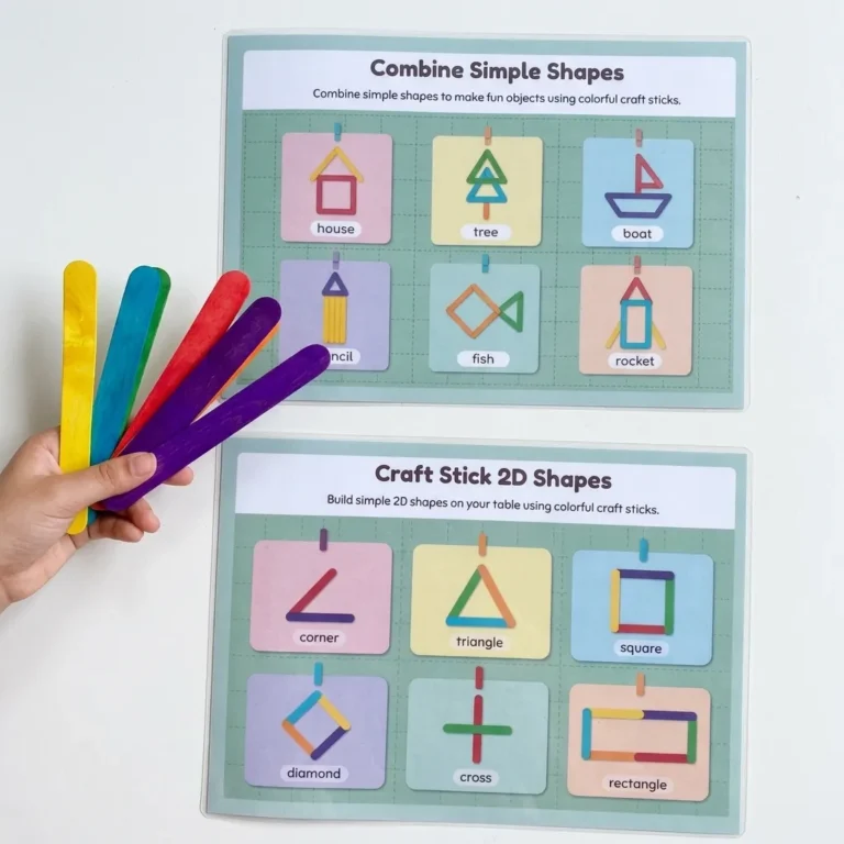 craft 2d stick stem activity | popsicle stick shape cards [pdf]